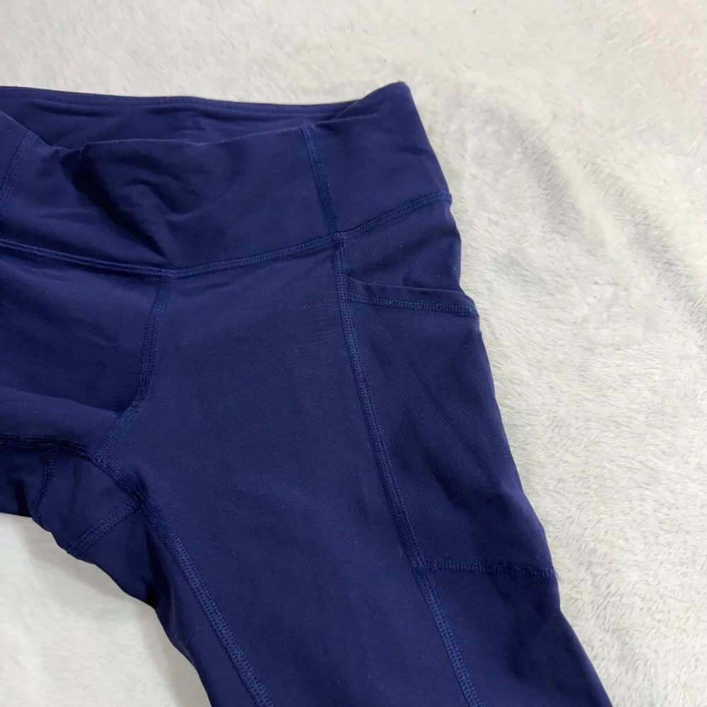Lululemon XS Tight Stuff Navy Blue Reflective Running Night Ankle Legging‎ Gym